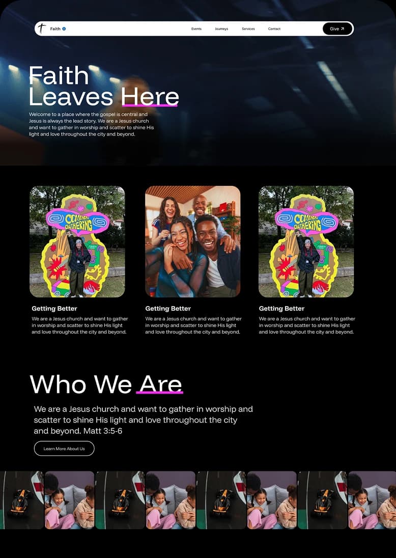 Faith Leaves Here church website built by HumDov Studio